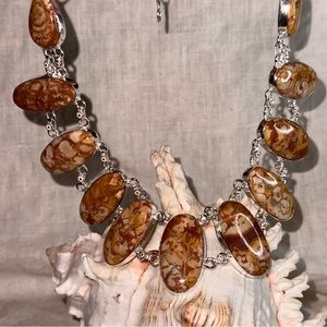 Mexican Bird Eye Jasper exotic gemstone cluster necklace